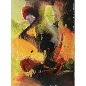 S. M. Naqvi, Acrylic on Canvas, 10  x 14 Inch, Abstract Painting, AC-SMN-035
